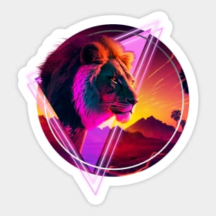 Synthwave desert Lion Sticker